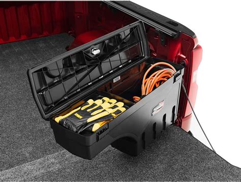 in bed swinging tool box metal|undercover truck bed toolbox.